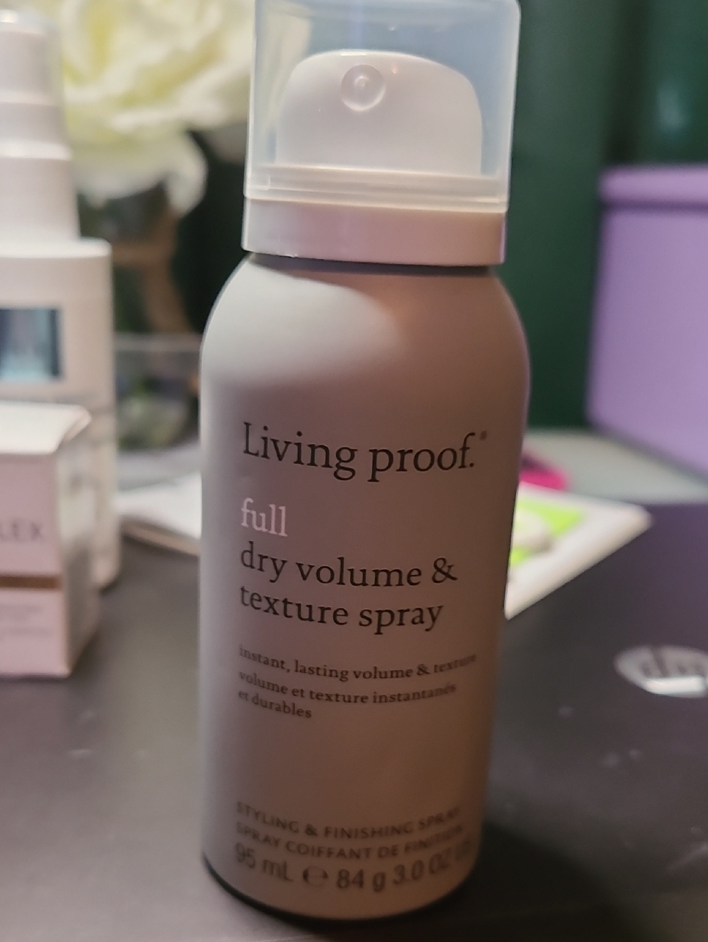 Living Proof Full Dry Volume & Texture Spray — Matte Taupe Bottle